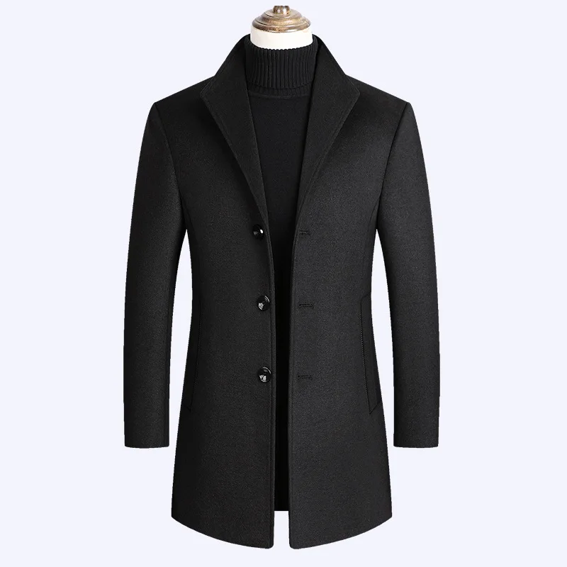 Pop Mens Woolen Coat Thick Winter Wool Coat Men Classic Solid Male Overcoat Fashion Button Up Collar Mens Coats and Jackets
Pop Mens Woolen Coat Thick Winter Wool Coat Men Classic Solid Male Overcoat Fashion Button Up Collar Mens Coats and Jackets