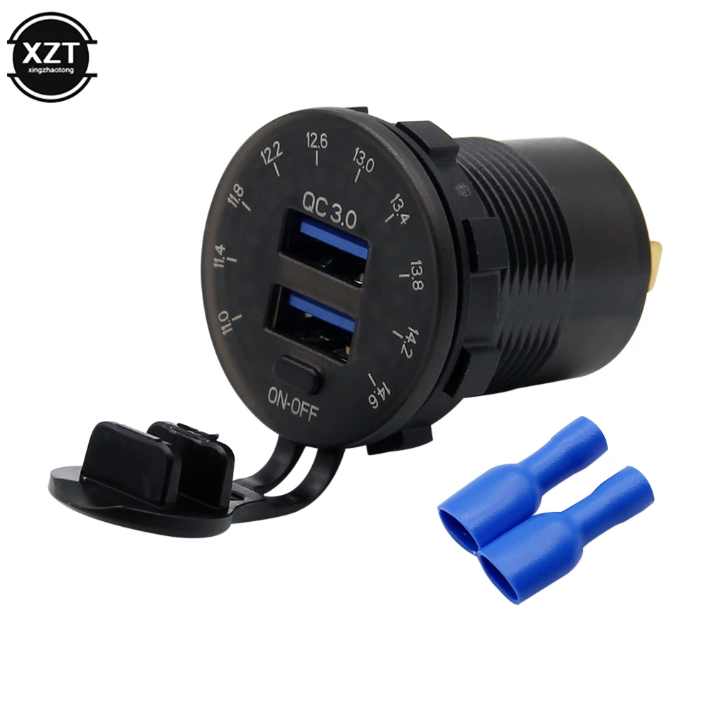 12V 24V QC 3.0 Dual USB Car Charger Waterproof 18W USB Outlet Fast Charge with LED Voltmeter ON OFF Switch Power Cable
12V 24V QC 3.0 Dual USB Car Charger Waterproof 18W USB Outlet Fast Charge with LED Voltmeter ON OFF Switch Power Cable