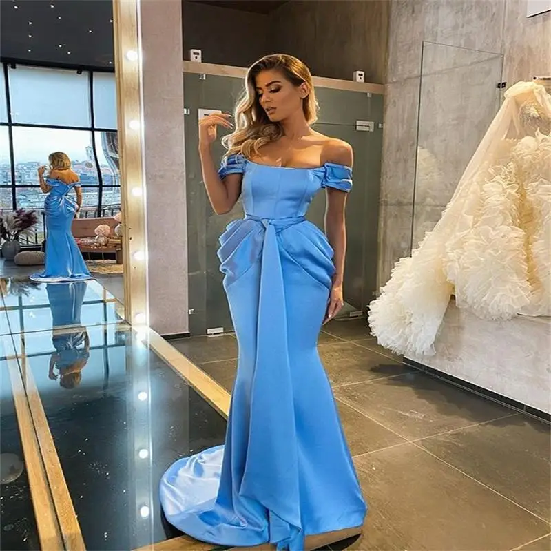 Eightale Mermaid Evening Dresses 2020 Strapless Short Sleeves Pleats Long Satin Prom Gown Custom Made Formal Party Dress
Eightale Mermaid Evening Dresses 2020 Strapless Short Sleeves Pleats Long Satin Prom Gown Custom Made Formal Party Dress