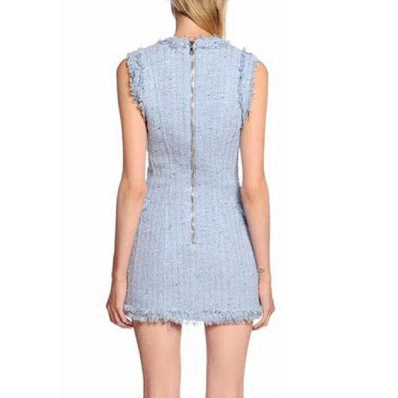 Quality High Women Tassel Color Woven Suit Sleeveless Dress Female Elegant Slim Fit V-Neck Party Zipper Short Pencil Tweed Dress
Quality High Women Tassel Color Woven Suit Sleeveless Dress Female Elegant Slim Fit V-Neck Party Zipper Short Pencil Tweed Dress