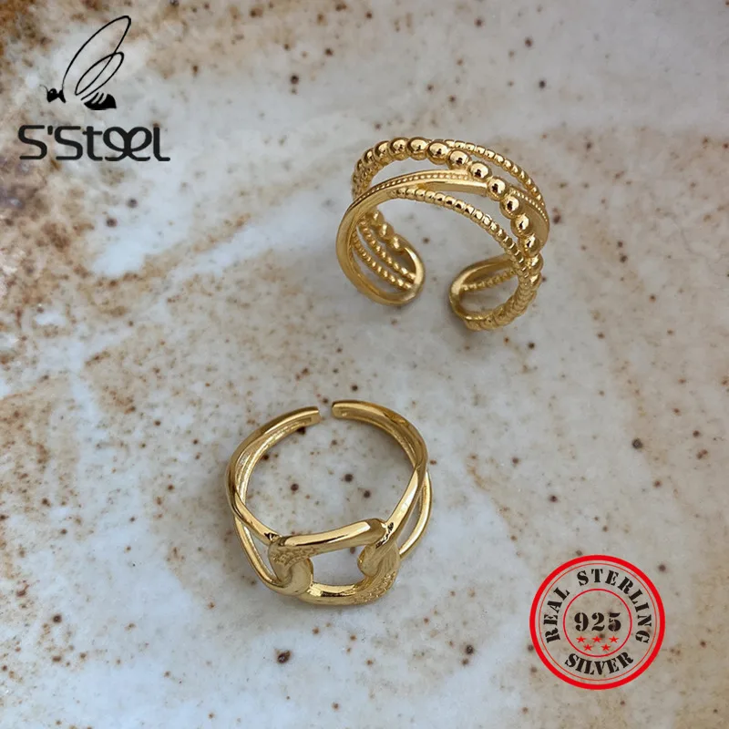 S'STEEL 925 Sterling Silver Rings For Women Vintage Party Gold Chain Ring Anillos Plata 925 Para Mujer Designer Fine Jewelry
S'STEEL 925 Sterling Silver Rings For Women Vintage Party Gold Chain Ring Anillos Plata 925 Para Mujer Designer Fine Jewelry