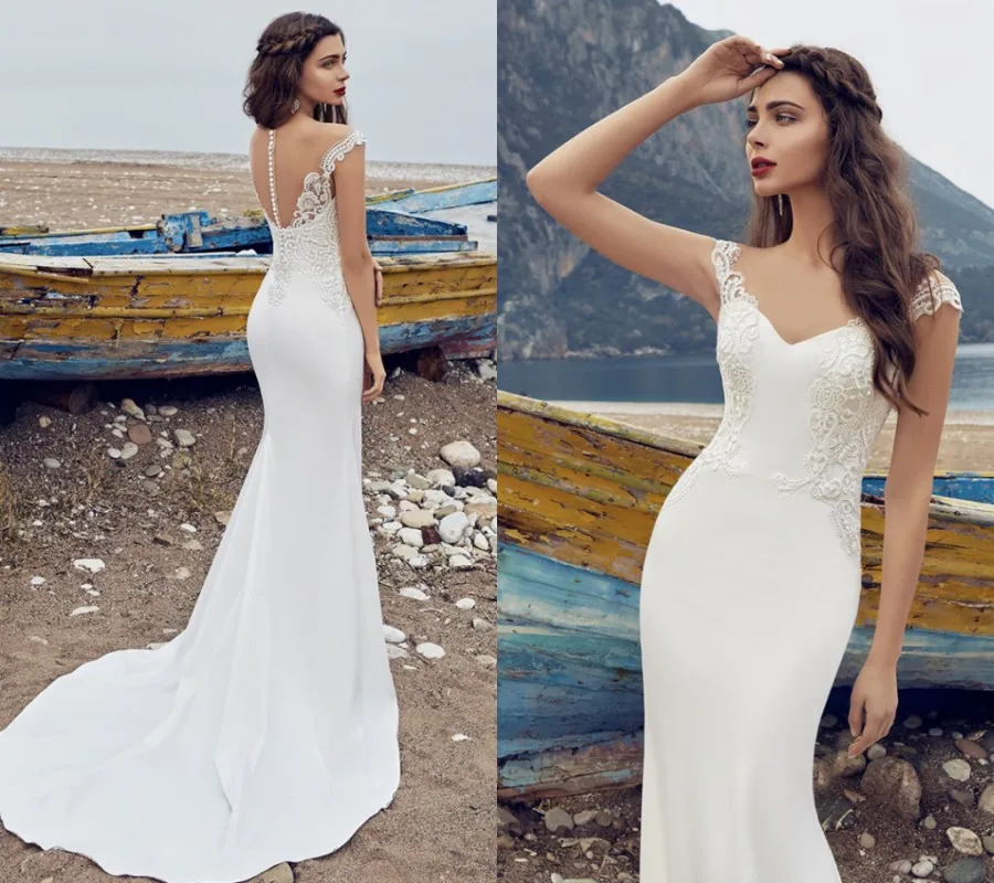 Elegant Lace Mermaid Wedding Dresses V Neck Sleeveless Appliques Sweep Train For Women Bridal Gown Vestidos Robe De Mariage
Elegant Lace Mermaid Wedding Dresses V Neck Sleeveless Appliques Sweep Train For Women Bridal Gown Vestidos Robe De Mariage