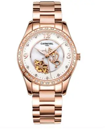 Carnival Women Automatic Watch With Rhinestone Date Luxury Mechanical Watch Women Dress Watch Hollow
Carnival Women Automatic Watch With Rhinestone Date Luxury Mechanical Watch Women Dress Watch Hollow