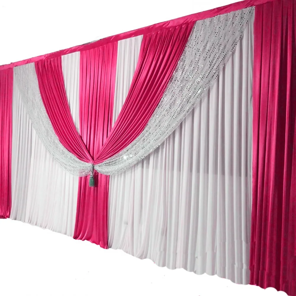 Pure white Wedding Backdrop with sequin Swags 3X6M Satin Party Stage Background Pleated Curtain Wedding party Decorations
Pure white Wedding Backdrop with sequin Swags 3X6M Satin Party Stage Background Pleated Curtain Wedding party Decorations
