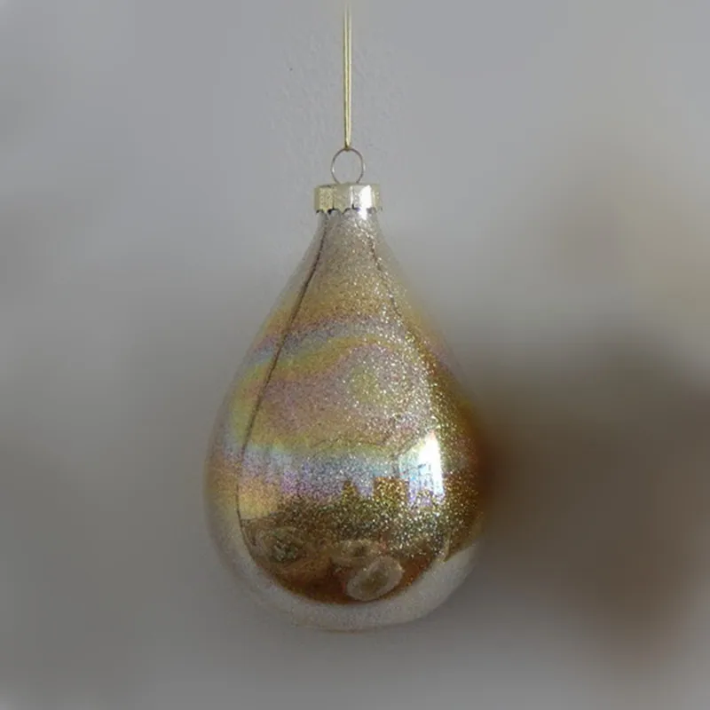 Small Packing Gold Series Water Drop Shaped Glass Pendant Christmas Tree Hanger Different Size 7cm 8cm Handmade
Small Packing Gold Series Water Drop Shaped Glass Pendant Christmas Tree Hanger Different Size 7cm 8cm Handmade