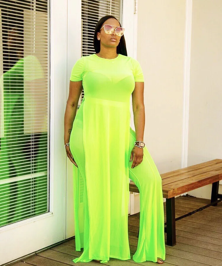 BKLD Beach Outfit Women Two Piece Tracksuit 2024 Summer New Short Sleeve Split Long Tops And Wide Leg Pants Mesh Neon Two Piece
BKLD Beach Outfit Women Two Piece Tracksuit 2024 Summer New Short Sleeve Split Long Tops And Wide Leg Pants Mesh Neon Two Piece