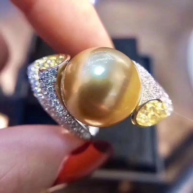 Fine Jewelry Solid S925 Sterling Silver 12-13mm Natural Fresh Water Golden Pearls Rings for Women Fine Pearls Rings
Fine Jewelry Solid S925 Sterling Silver 12-13mm Natural Fresh Water Golden Pearls Rings for Women Fine Pearls Rings