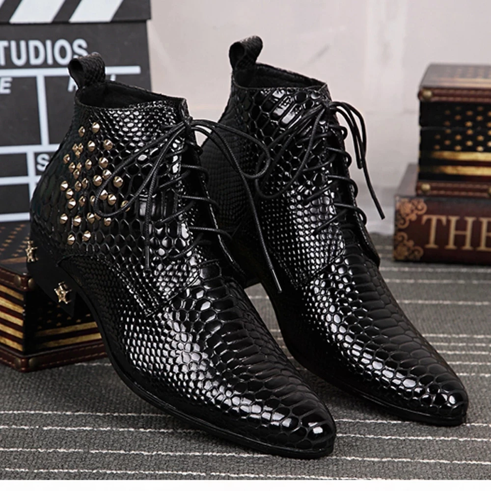 black Bright skin leather men's boots chelsea fashion shoes rivet High quality men's shoes Formal Lace up pointed shoes
black Bright skin leather men's boots chelsea fashion shoes rivet High quality men's shoes Formal Lace up pointed shoes