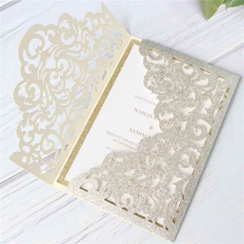 Silver Glitter Laser Cut Invitations Cards For Wedding Bridal Shower Engagement Birthday Graduation personalized printing
Silver Glitter Laser Cut Invitations Cards For Wedding Bridal Shower Engagement Birthday Graduation personalized printing