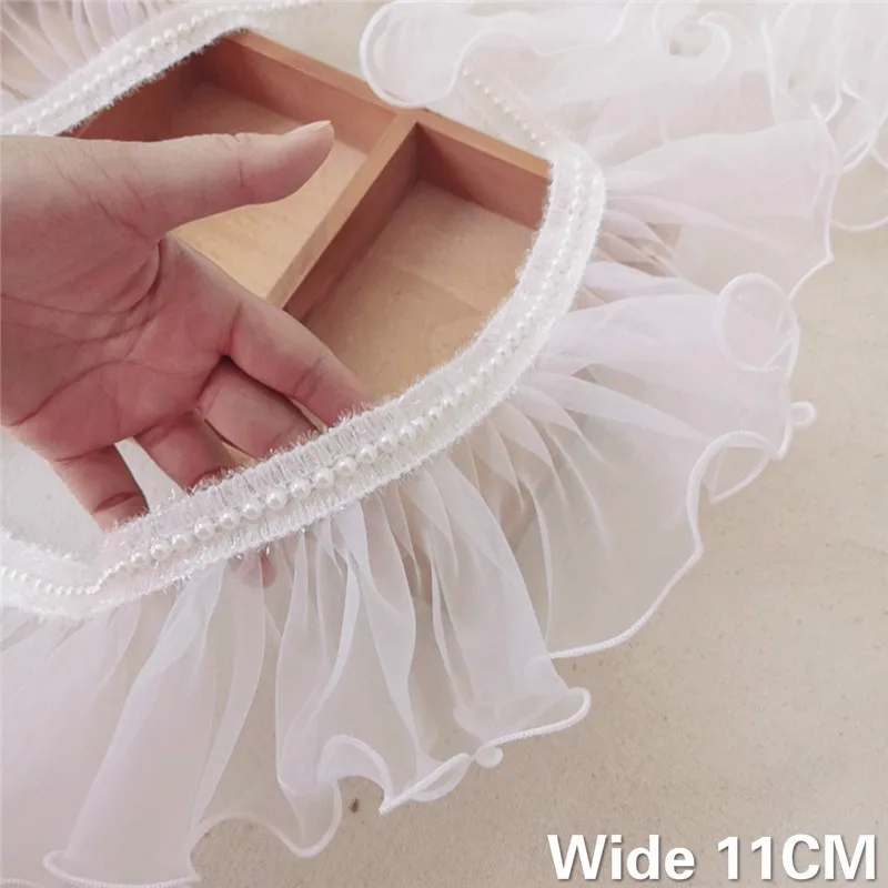 11CM Wide White Organza Ruffle Lace Applique Beaded Fringe Trim Ribbon Wedding Dress Headveil DIY Apparel Garment Accessories
11CM Wide White Organza Ruffle Lace Applique Beaded Fringe Trim Ribbon Wedding Dress Headveil DIY Apparel Garment Accessories