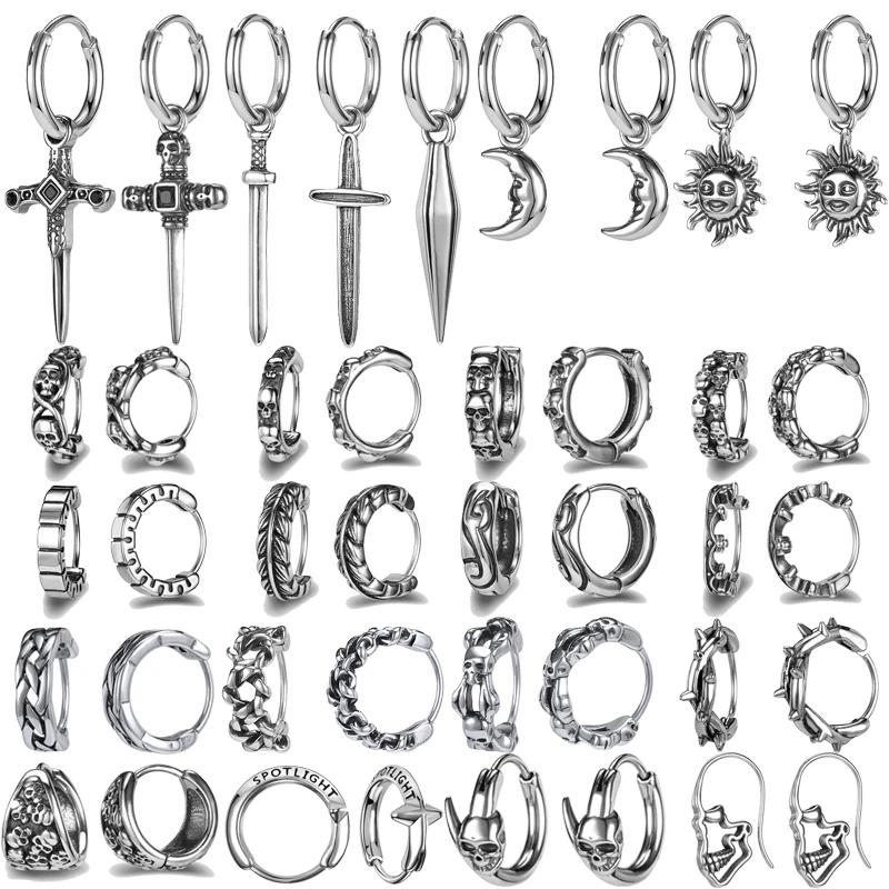 ZS Moon Sun Hoop Earring Gothic Skull Earring Stainless Steel Earring Punk Sword Jewelry Cross Dangle Earring Skull Hoop Earring
ZS Moon Sun Hoop Earring Gothic Skull Earring Stainless Steel Earring Punk Sword Jewelry Cross Dangle Earring Skull Hoop Earring