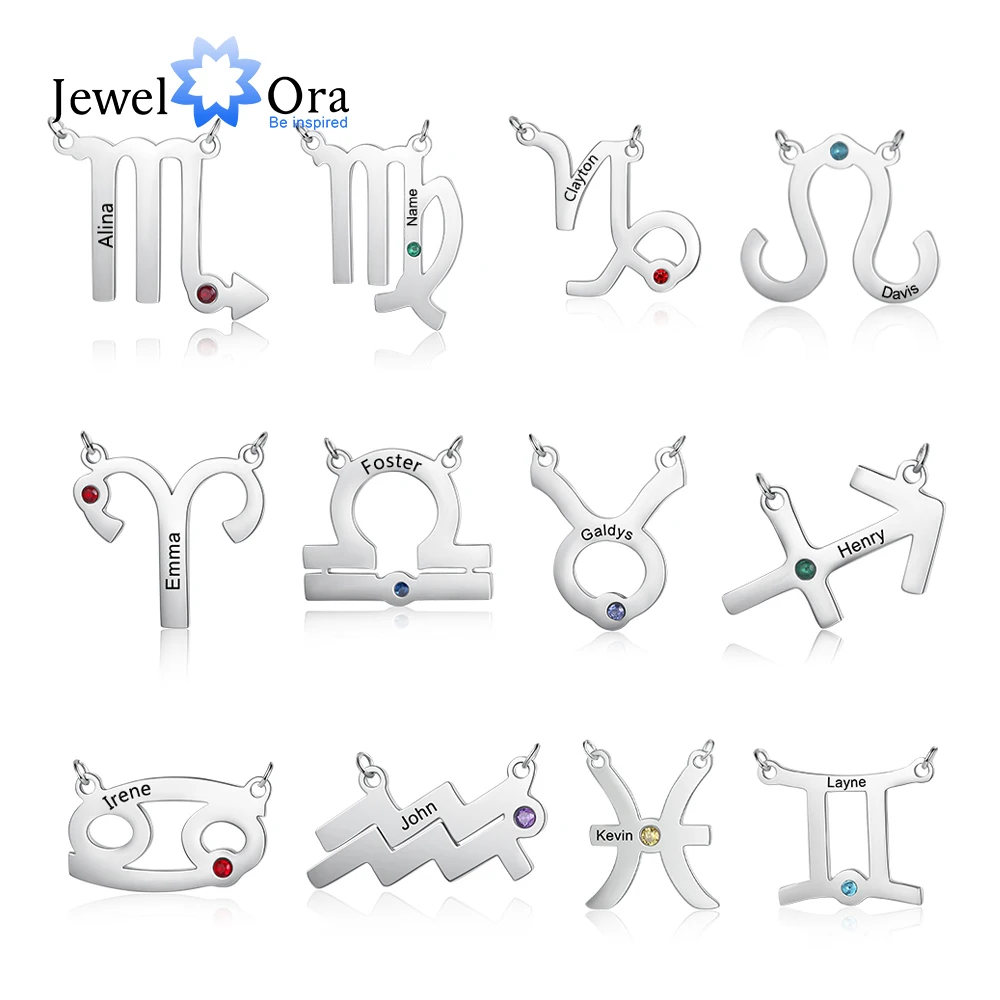 JewelOra Designer Personalized Engraved Name Horoscope Necklace with Custom Birthstone Stainless Steel 12 Constellations Pendant
JewelOra Designer Personalized Engraved Name Horoscope Necklace with Custom Birthstone Stainless Steel 12 Constellations Pendant