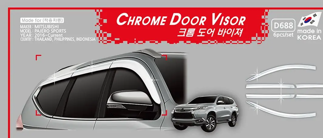 Chrome door visor side window deflector shade sun rain shield silver trips eaves for Mitsubishi Pajero
Chrome door visor side window deflector shade sun rain shield silver trips eaves for Mitsubishi Pajero