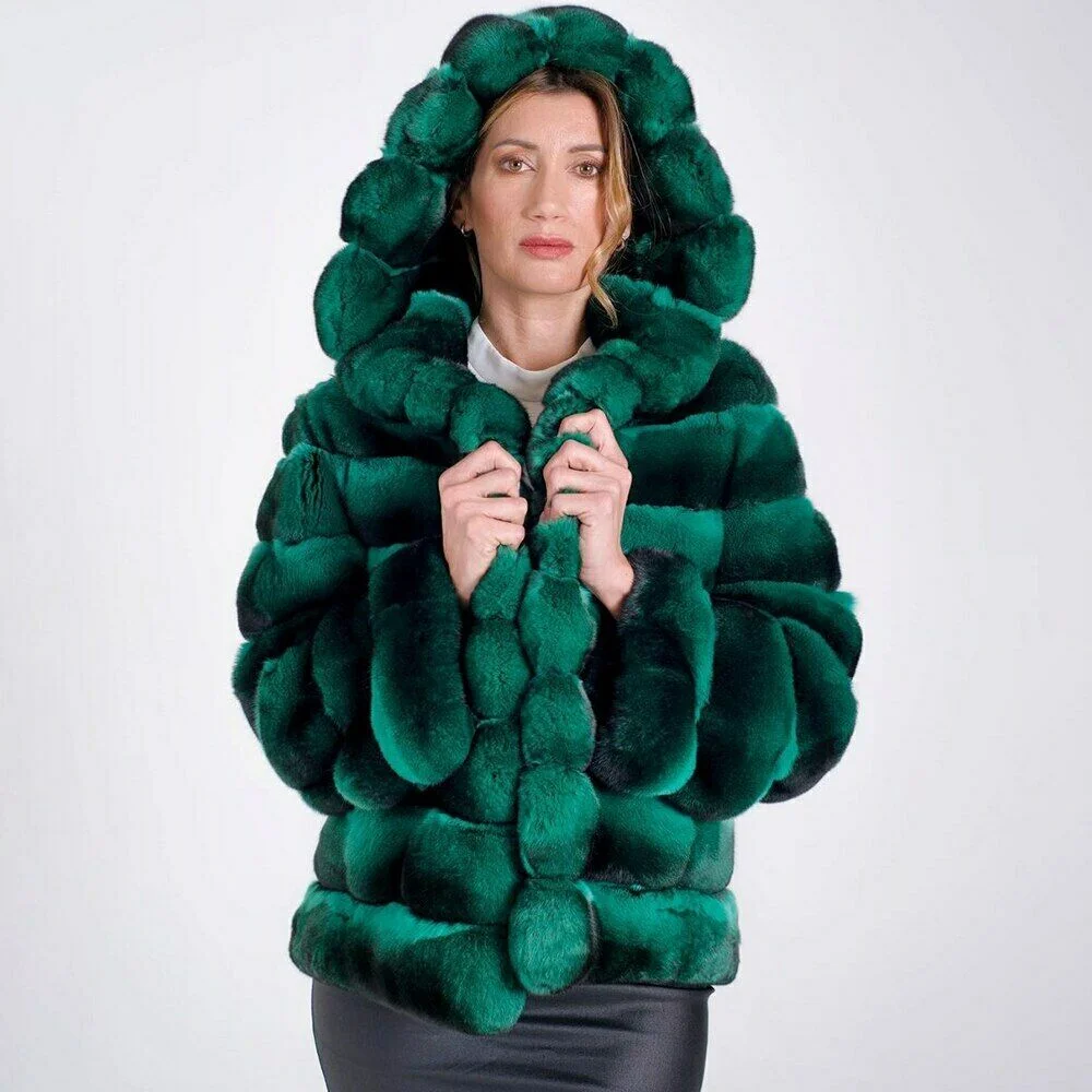 Green Real Rex Rabbit Fur Coat with Hood Medium Length Winter Fashion Genuine Rex Rabbit Fur Jacket Trendy Fur Overcoat Woman
Green Real Rex Rabbit Fur Coat with Hood Medium Length Winter Fashion Genuine Rex Rabbit Fur Jacket Trendy Fur Overcoat Woman