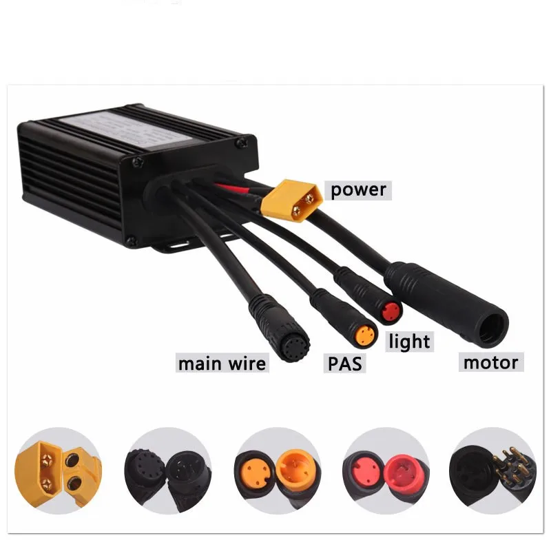 Electric Bicycle Waterproof Connector 36V 48V 250/350W 14A 6 Mosfet Brushless Sinewave Controller KT Series Support LED LCD
Electric Bicycle Waterproof Connector 36V 48V 250/350W 14A 6 Mosfet Brushless Sinewave Controller KT Series Support LED LCD
