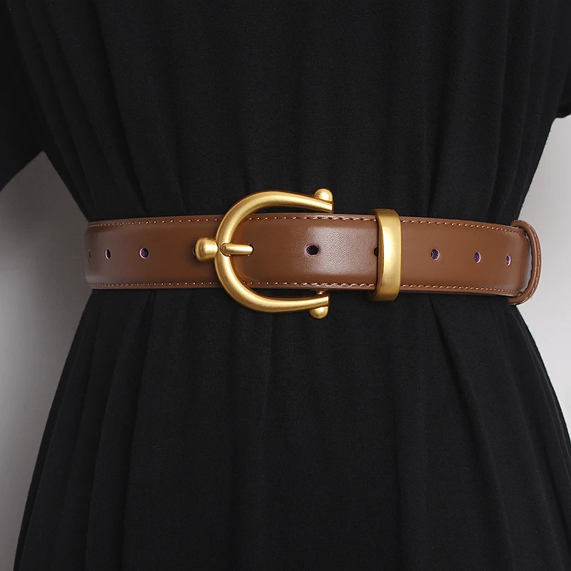 Women's Runway Fashion Gold Buckle Genuine Leather Cummerbunds Female Dress Corsets Waistband Belts Decoration Wide Belt TB2218
Women's Runway Fashion Gold Buckle Genuine Leather Cummerbunds Female Dress Corsets Waistband Belts Decoration Wide Belt TB2218