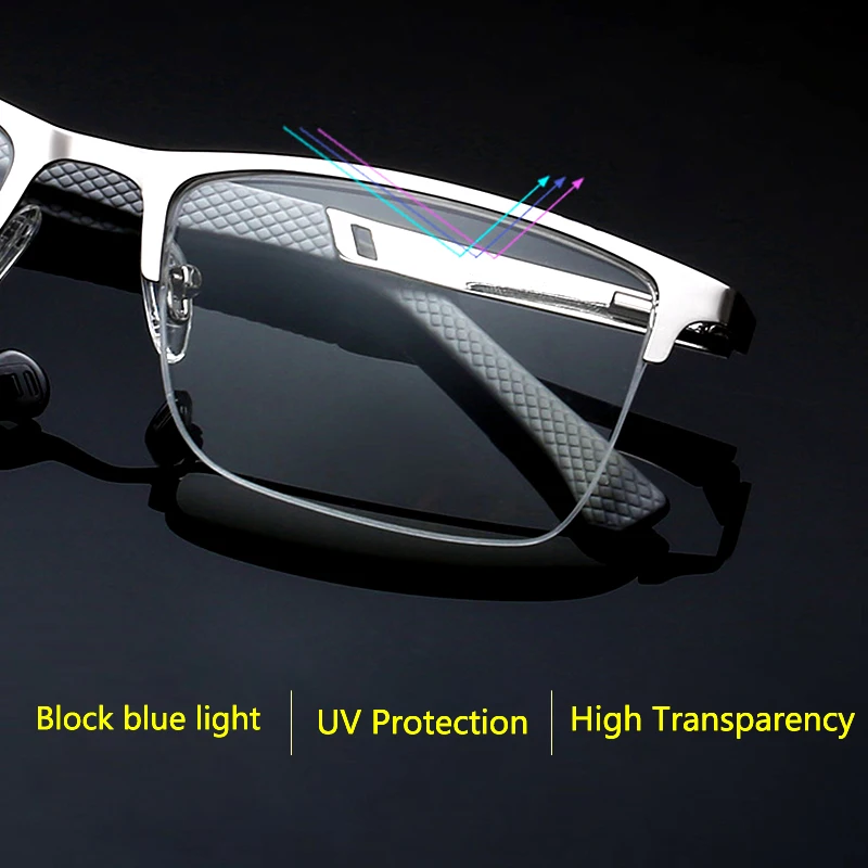 Half Rim Reading Glasses for Men Presbyopia UV Protection Computer Anti-blue Light Radiation Metal Frame Silver 1.5 2.5
Half Rim Reading Glasses for Men Presbyopia UV Protection Computer Anti-blue Light Radiation Metal Frame Silver 1.5 2.5