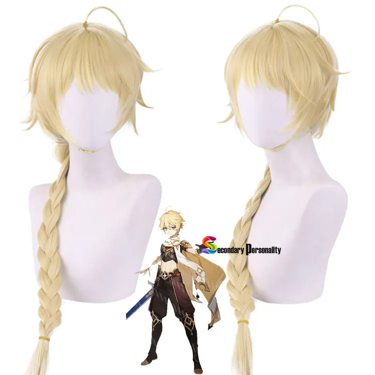 2021 Genshin Impact game Traveler Aether Sora Bright Gold Anime Cosplay Heat Resistant Synthetic Wig Halloween free wig Cap 
2021 Genshin Impact game Traveler Aether Sora Bright Gold Anime Cosplay Heat Resistant Synthetic Wig Halloween free wig Cap