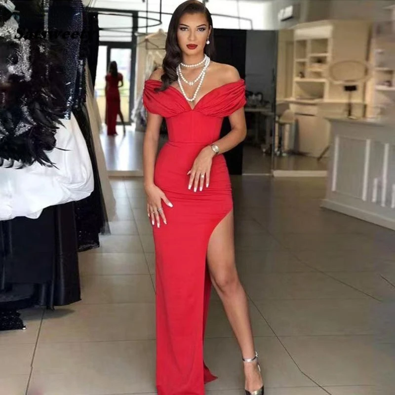 Red Mermaid Soft Satin Evening Party Gowns Long Off The Shoulder Formal Women Prom Dresses Side Slit Party Dress
Red Mermaid Soft Satin Evening Party Gowns Long Off The Shoulder Formal Women Prom Dresses Side Slit Party Dress
