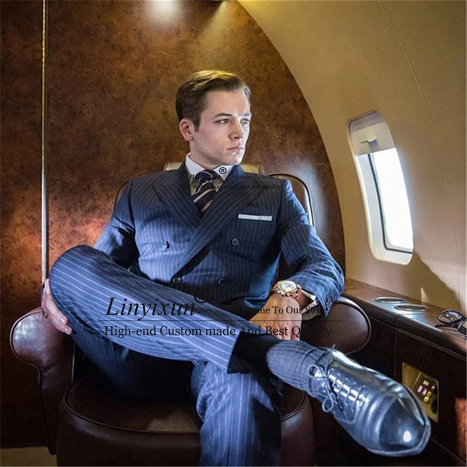 Navy Blue Stripe Men Suits Slim Fit Costume Homme Mariage Male Business Blazer 2 Pieces Wedding GroomTuxedo Terno Masculino
Navy Blue Stripe Men Suits Slim Fit Costume Homme Mariage Male Business Blazer 2 Pieces Wedding GroomTuxedo Terno Masculino