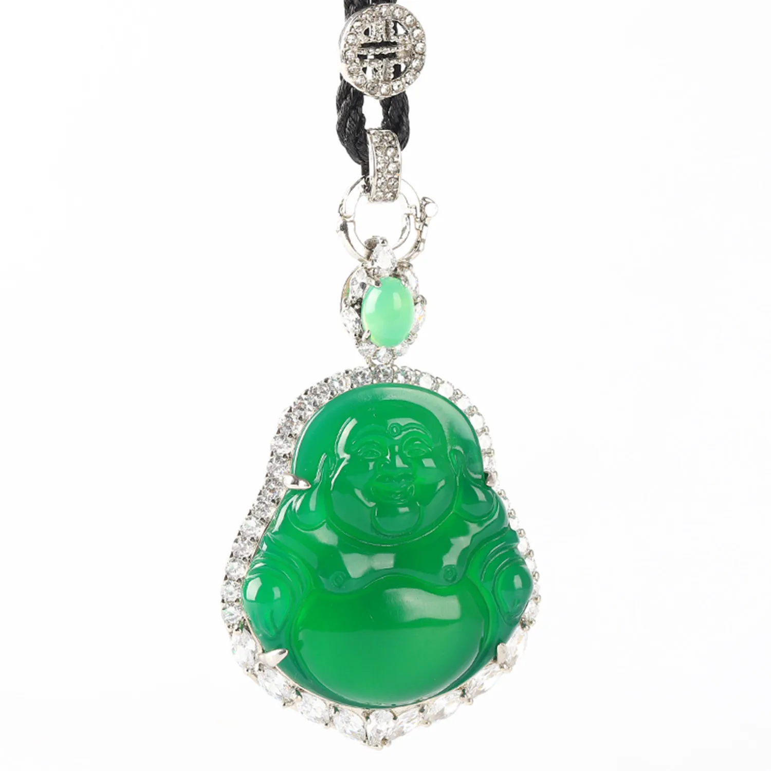 925 Sterling Silver Natural Green Chalcedony Buddha Pendant Luxury Rope Necklaces for Women
925 Sterling Silver Natural Green Chalcedony Buddha Pendant Luxury Rope Necklaces for Women
