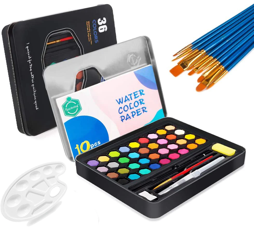 36Colors Watercolor Pigment Solid Watercolor Paint Set Bright Color Watercolor Pigment With Pallete Paint Brush Art Supplies
36Colors Watercolor Pigment Solid Watercolor Paint Set Bright Color Watercolor Pigment With Pallete Paint Brush Art Supplies