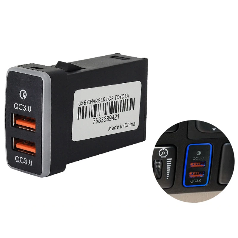 Автомобильное зарядное устройство с двумя портами USB 3,0, 12-24 В, автомобильное зарядное устройство со светодиодной подсветкой для Toyota
Автомобильное зарядное устройство с двумя портами USB 3,0, 12-24 В, автомобильное зарядное устройство со светодиодной подсветкой для Toyota