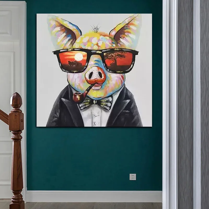 100% ручная роспись мультяшное животное масляная живопись на холсте крутая свинка курение абстрактные картины Современный домашний декор настенные картины
100% ручная роспись мультяшное животное масляная живопись на холсте крутая свинка курение абстрактные картины Современный домашний декор настенные картины