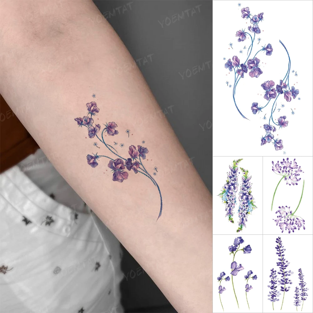 Watercolor Flower Waterproof Temporary Tattoo Sticker Lavender Plant Flash Tatto Arm Wrist Neck Body Art Fake Tato Men Women Kid
Watercolor Flower Waterproof Temporary Tattoo Sticker Lavender Plant Flash Tatto Arm Wrist Neck Body Art Fake Tato Men Women Kid