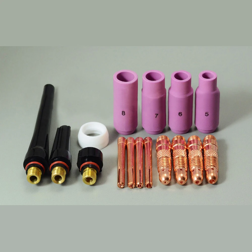 TIG KIT & WP SR 17 18 26 Series TIG Welding Torch Consumables Accessories 18CG Welding tools 16PK
TIG KIT & WP SR 17 18 26 Series TIG Welding Torch Consumables Accessories 18CG Welding tools 16PK