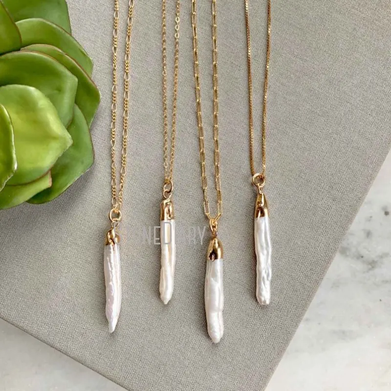 NM36573 Natural Freshwater Pearl Free Form Bar Stick Pendant Gold Plated Chain Necklace Minimal Minimalist Jewelry
NM36573 Natural Freshwater Pearl Free Form Bar Stick Pendant Gold Plated Chain Necklace Minimal Minimalist Jewelry