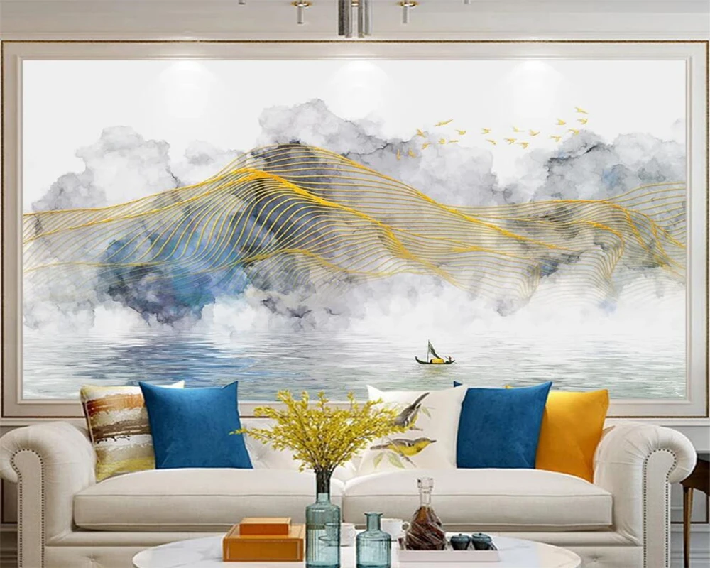 beibehang Custom new Chinese style abstract blue ink landscape golden line background wallpaper wall papers home decor
beibehang Custom new Chinese style abstract blue ink landscape golden line background wallpaper wall papers home decor