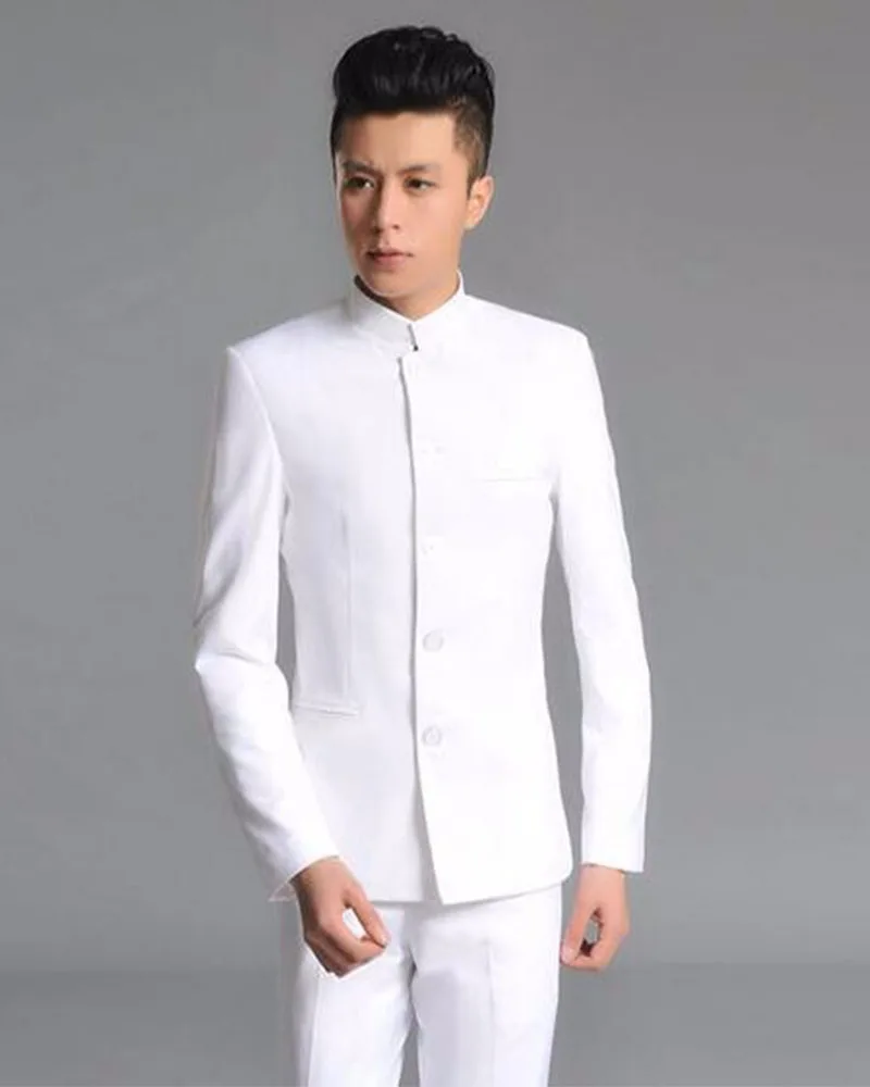 2Pcs Stand Collar Design Grey/White/Black Men Suits Sets Coat Trousers Party Wear Man Suits Custom Made Plus Size Blazer Pants
2Pcs Stand Collar Design Grey/White/Black Men Suits Sets Coat Trousers Party Wear Man Suits Custom Made Plus Size Blazer Pants