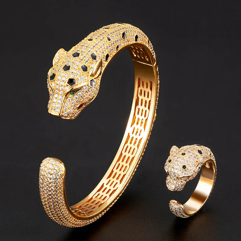 Zlxgirl Luxury brand full around cubic zircon bangle with ring jewelry sets leopard bracelet Dubai Gold bangle ring party gift
Zlxgirl Luxury brand full around cubic zircon bangle with ring jewelry sets leopard bracelet Dubai Gold bangle ring party gift