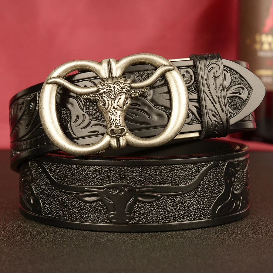 New style automatic buckle men's belt real cowhide personalized carved belt casual retro men's belt luxury brand design cowboy
New style automatic buckle men's belt real cowhide personalized carved belt casual retro men's belt luxury brand design cowboy