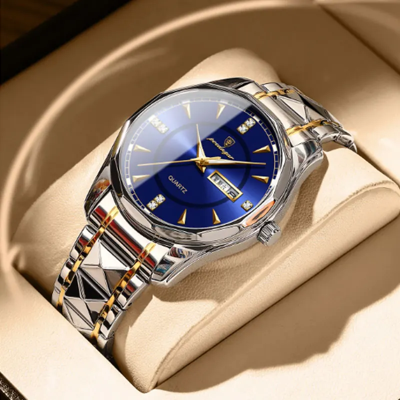 Men's Trend Waterproof Luminous Watch Steel Band Enlaid With Diamond Shuangrili Quartz Men's Watch Student Sports Watch
Men's Trend Waterproof Luminous Watch Steel Band Enlaid With Diamond Shuangrili Quartz Men's Watch Student Sports Watch