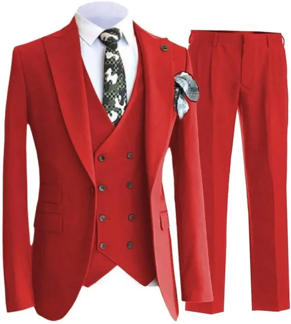 Red Peaked Lapel 3 Pieces Wedding Tuxedos For Men Slim Fit Mens Wedding Suits Groom Suits Tuxedo Prom Party Suits For Wedding
Red Peaked Lapel 3 Pieces Wedding Tuxedos For Men Slim Fit Mens Wedding Suits Groom Suits Tuxedo Prom Party Suits For Wedding
