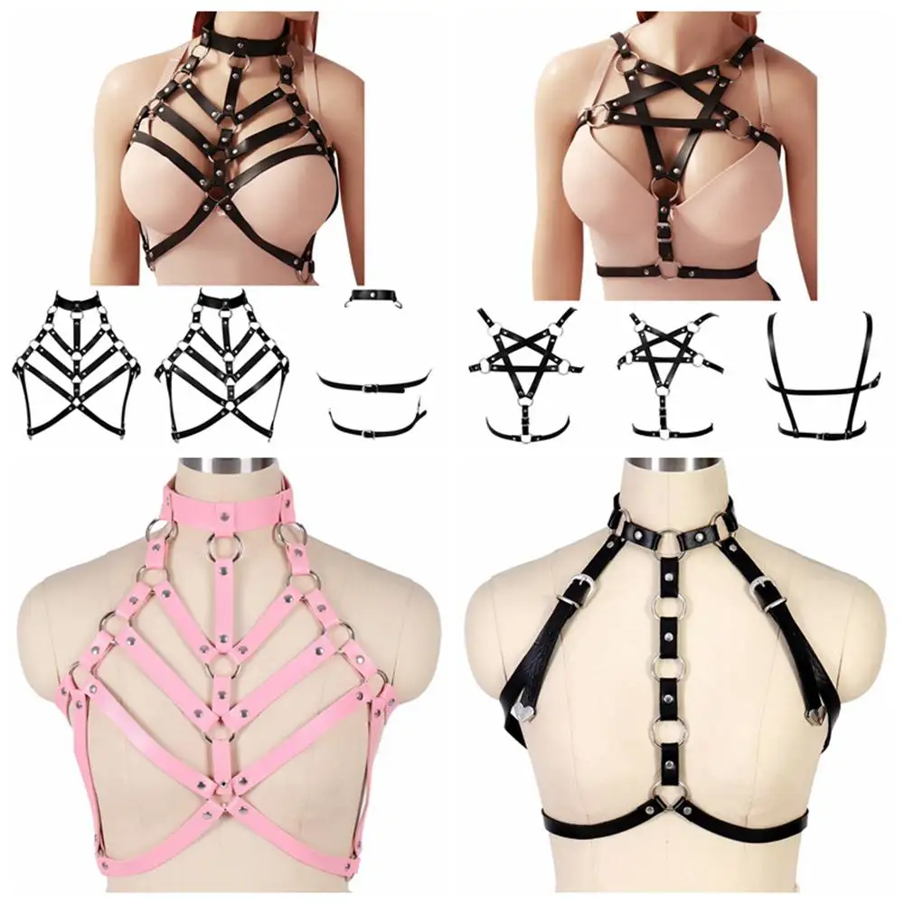 Pentagram Erotic Lingerie Set Punk Faux Leather Tops Cage Bra Goth Harness Women Belt Waist Size Suspender Costume Pole Dance
Pentagram Erotic Lingerie Set Punk Faux Leather Tops Cage Bra Goth Harness Women Belt Waist Size Suspender Costume Pole Dance