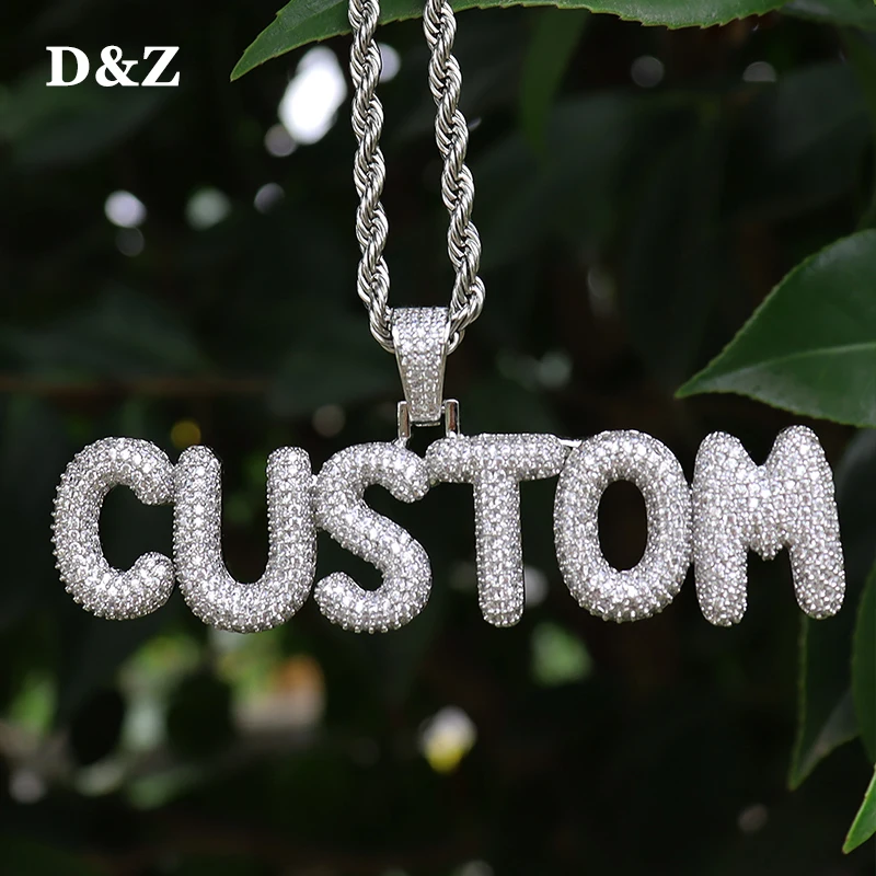 D&Z New Custom Bubble Letter Pendant Iced Out Cubice Zirconia Stone With Rope Chain Personalized Letter Chain For Men Women Gift
D&Z New Custom Bubble Letter Pendant Iced Out Cubice Zirconia Stone With Rope Chain Personalized Letter Chain For Men Women Gift