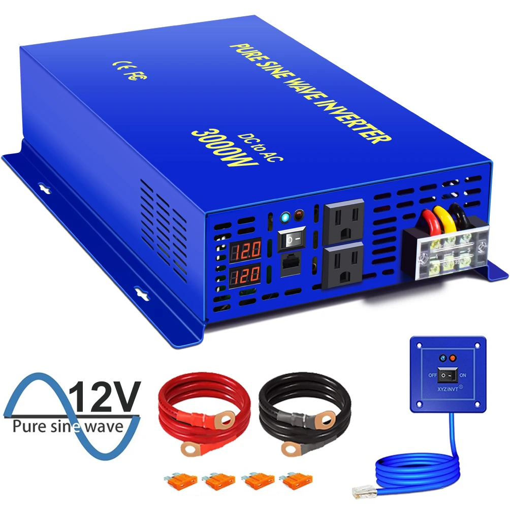 3000W Off-grid Pure Sine Wave Inverter 12V/24V/36V/48V DC TO AC 110V/120V/220V/230/240 Solar Panel Inverter Wired Remote Control
3000W Off-grid Pure Sine Wave Inverter 12V/24V/36V/48V DC TO AC 110V/120V/220V/230/240 Solar Panel Inverter Wired Remote Control