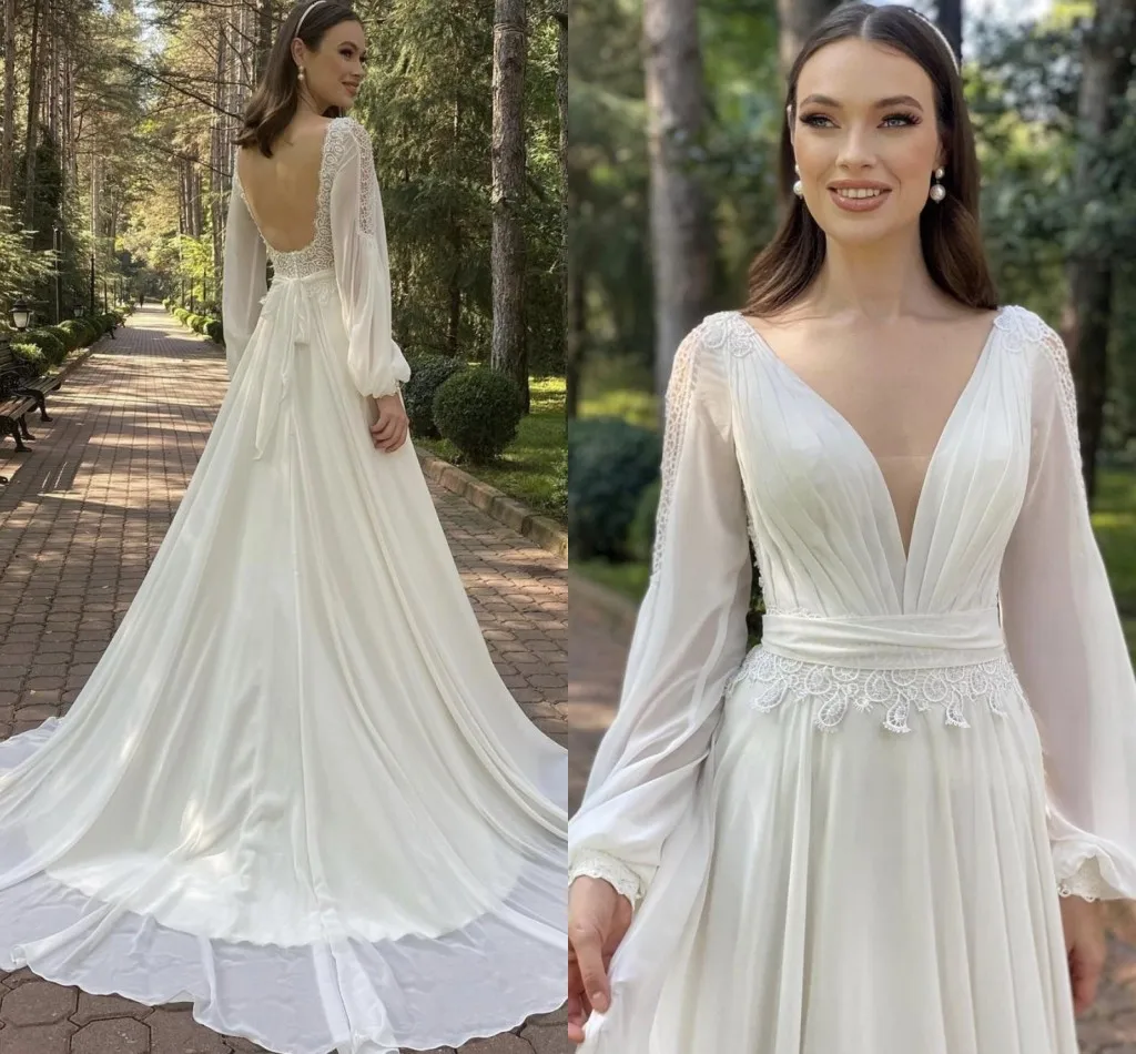 New Wedding Dresses Beach A-line Bridal Gowns Long Sleeve Backless Lace Chiffon Boho 2024 Vestidos De Noiva Mairage
New Wedding Dresses Beach A-line Bridal Gowns Long Sleeve Backless Lace Chiffon Boho 2024 Vestidos De Noiva Mairage
