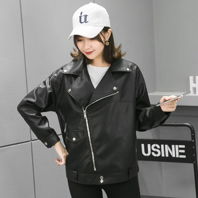 Nice Turn Down Collar Solid Casual Faux Leather Jackets for Women Short Moto Biker Female Pu Leather Jackets Ladies Zipper Coats
Nice Turn Down Collar Solid Casual Faux Leather Jackets for Women Short Moto Biker Female Pu Leather Jackets Ladies Zipper Coats