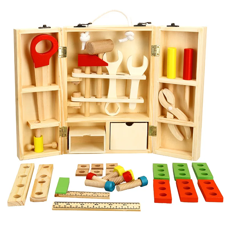 Wooden Toolbox Pretend Play Set Montessori Children Toy For Boys Nut Disassembly Screw Assembly Simulation Repair Carpenter Tool
Wooden Toolbox Pretend Play Set Montessori Children Toy For Boys Nut Disassembly Screw Assembly Simulation Repair Carpenter Tool