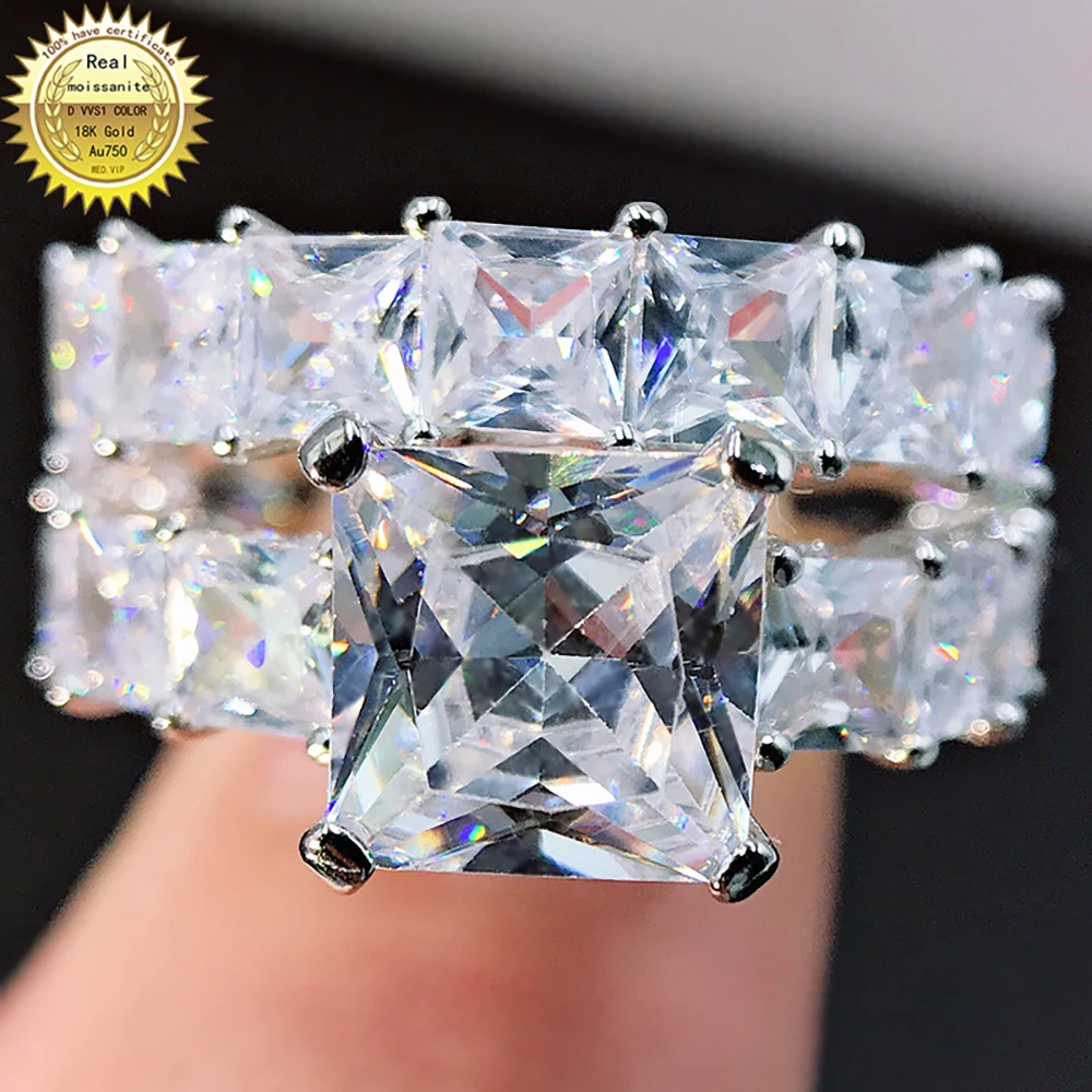 14K Au585 White Gold Women wedding ring set Party Engagement Ring 8.7Carat DVVS Princess Moissanite Diamond Ring Classic Trendy
14K Au585 White Gold Women wedding ring set Party Engagement Ring 8.7Carat DVVS Princess Moissanite Diamond Ring Classic Trendy