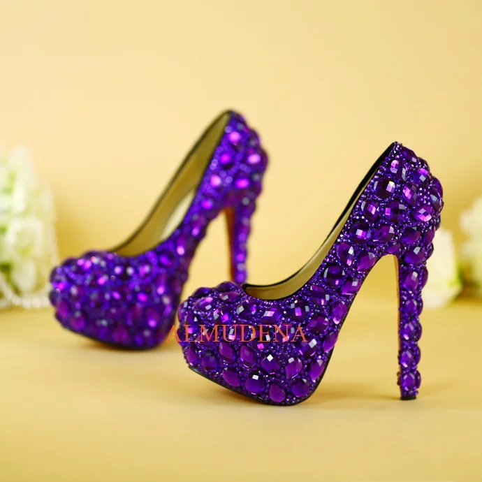 Purple Rhinestone Wedding Bridal Crystal Pumps Round Toe Stiletto Platform Super High Heels Women's Spring Sexy New Luxury Shoes
Purple Rhinestone Wedding Bridal Crystal Pumps Round Toe Stiletto Platform Super High Heels Women's Spring Sexy New Luxury Shoes