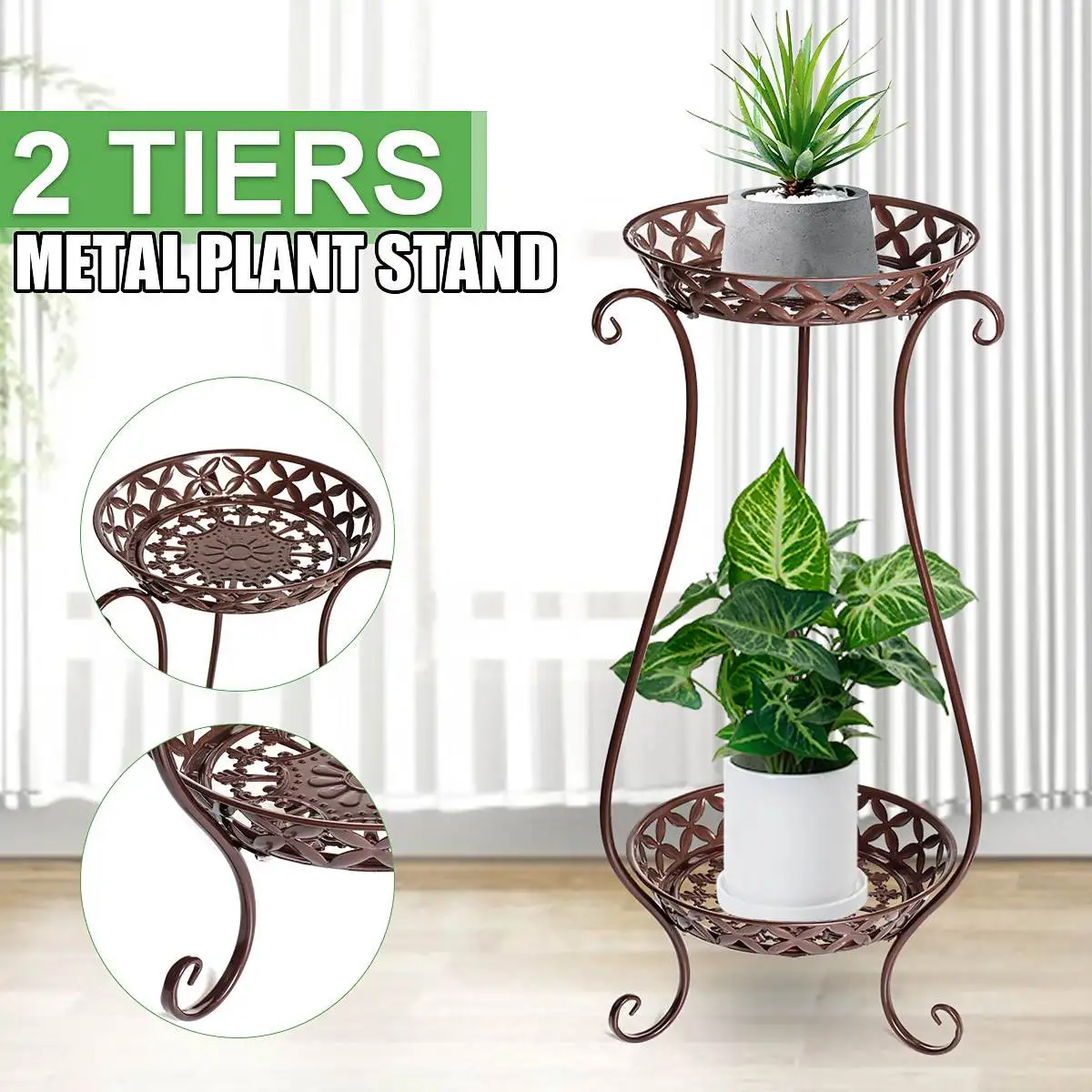 2 Tiers Nordic Metal Plant Stand Garden Flower Pot Holder Shelves Display Storage Shelf Bookshelf Home Indoor Outdoor Decoration
2 Tiers Nordic Metal Plant Stand Garden Flower Pot Holder Shelves Display Storage Shelf Bookshelf Home Indoor Outdoor Decoration