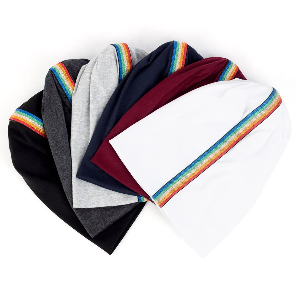 Geebro Women's Solid Color Elastic Skullies Hats Girls Spring Rainbow Striped Beanies Unisex Cotton Casual New Soft Caps Bonnet
Geebro Women's Solid Color Elastic Skullies Hats Girls Spring Rainbow Striped Beanies Unisex Cotton Casual New Soft Caps Bonnet
