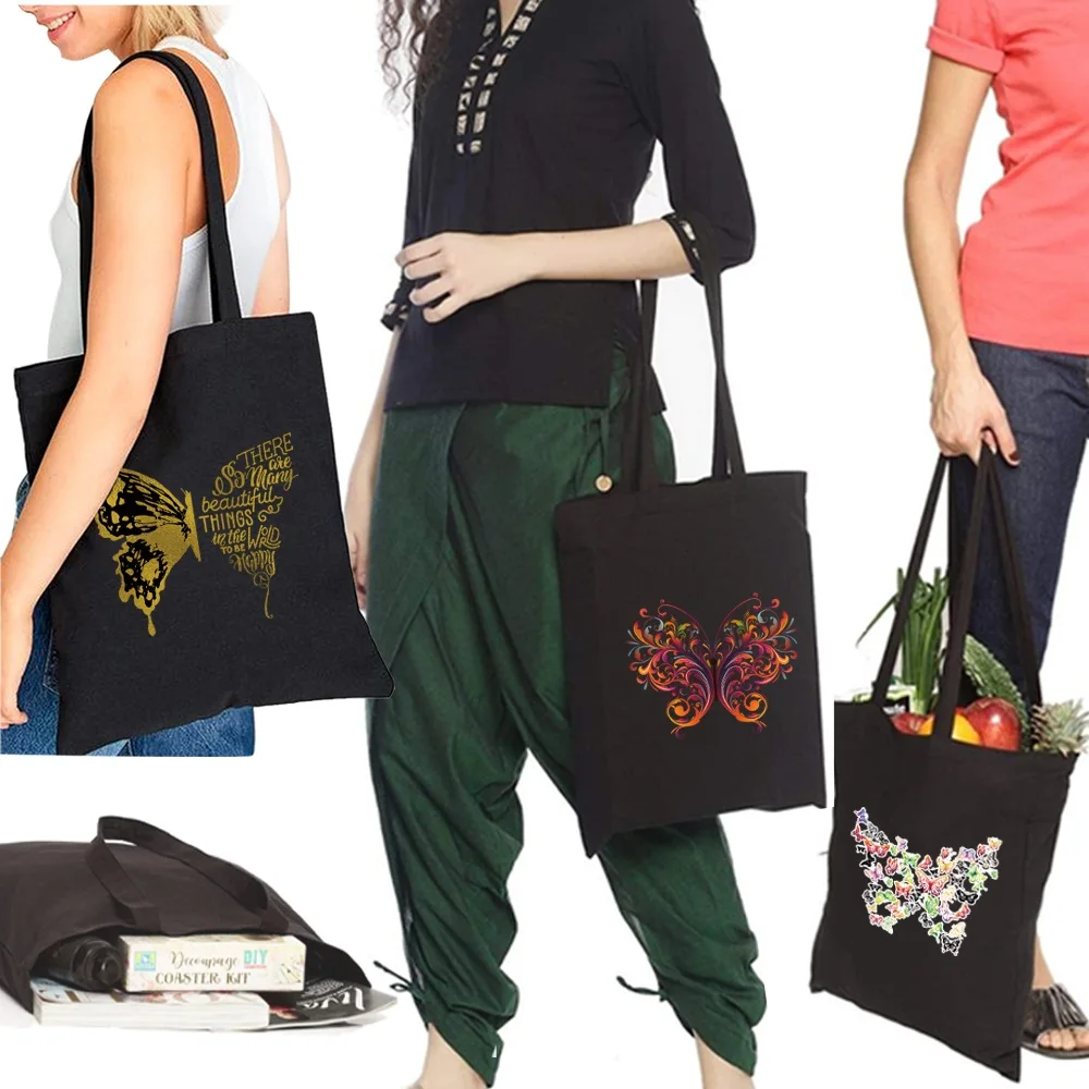 Shopping Bag Butterfly Pattern High-Quality Women Handbags Canvas Tote Bags Reusable Cotton Grocery Shopping Bags Eco Foldable
Shopping Bag Butterfly Pattern High-Quality Women Handbags Canvas Tote Bags Reusable Cotton Grocery Shopping Bags Eco Foldable