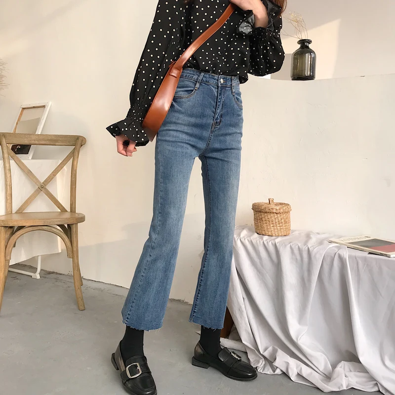Jeans Women High Waist Ankle-length Simple Womens Flare Jean Korean Style All-match Elastic Zipper Fly Trendy Daily Trousers New
Jeans Women High Waist Ankle-length Simple Womens Flare Jean Korean Style All-match Elastic Zipper Fly Trendy Daily Trousers New