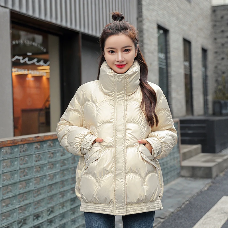 Winter down cotton jacket women solid shiny zipper loose puffer coat ladies casual stand collar parkas outerwear
Winter down cotton jacket women solid shiny zipper loose puffer coat ladies casual stand collar parkas outerwear